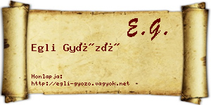 Egli Győző névjegykártya